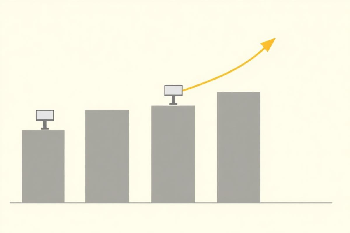 Ascending bar chart illustration representing the growth of Australia&rsquo;s OOH advertising industry.